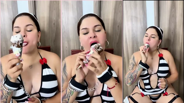 Vídeo da fofinha Mama, de Sebastian Moreno, devorando um lanche de um jeito bem provocante
