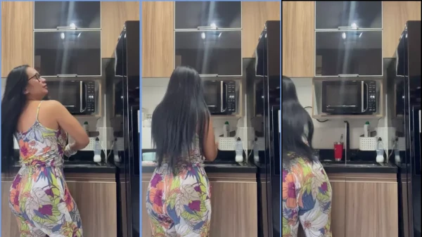 Clipes da brasileira Alessandra Marques mandando ver na cozinha