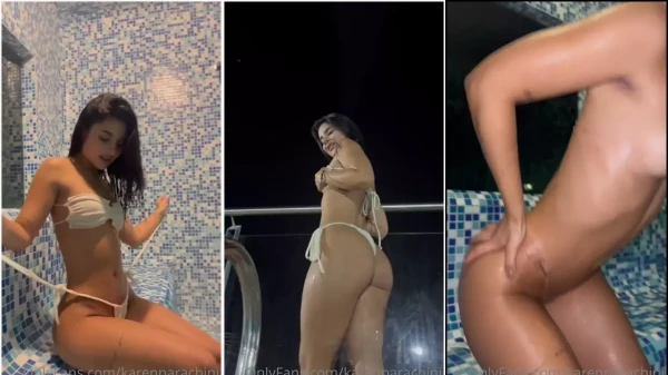 Gatinha latina novinha, Karen Facundo, se exibindo pelada na sauna