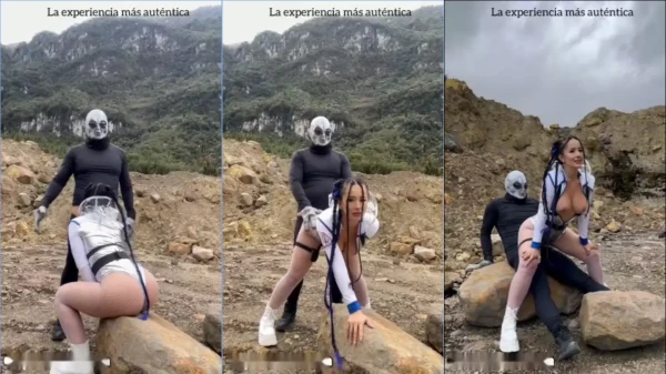 Vídeo da Kathrin3 no meio do terreno baldio se divertindo muito