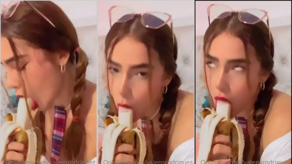 Gatinha Valens Rodriguez se aventurando com uma banana, fazendo um “trabalho” bem especial!