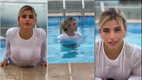 Vídeo da Laura Vanegas toda encharcada na piscina