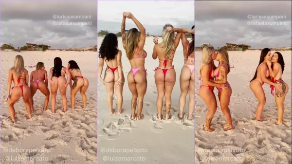 Larissa Sumpani dando um show na praia com as amigas