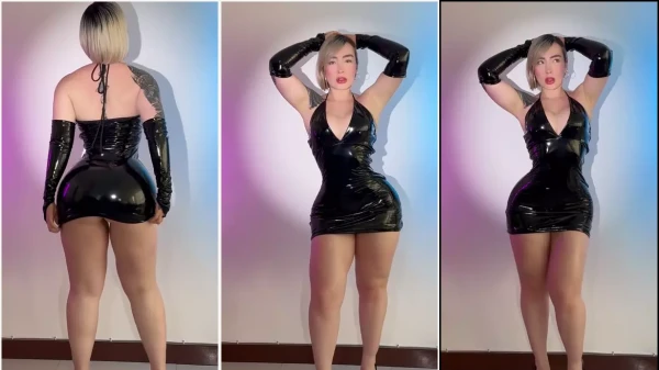 Verônica Obando sensual com aquele vestido preto no filme picante