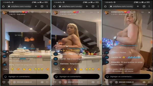 Vanessa Bohorquez nua em uma transmissão ao vivo de conteúdo adulto