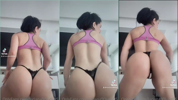 Com uma calcinha fio dental, a Luciana Cedeño dá aquele rebolado com a bunda maravilhosa dela
