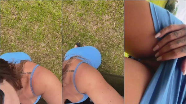 Kelly Valim, com seus peitões, gravando cenas picantes ao ar livre e exibindo seu bumbum