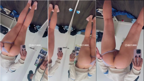 Ketlin Groisman exibindo sua “bodega” cheia de curvas no espelho