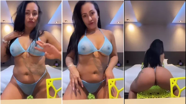 Alessandra Marques se movendo com um conjunto de calcinha bem ajustado
