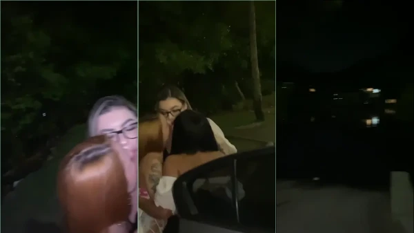 Paccoo dando um beijo nas amigas com peito farto