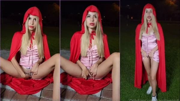 Karolteengdl se divertindo sozinha com uma fantasia de Chapeuzinho Vermelho