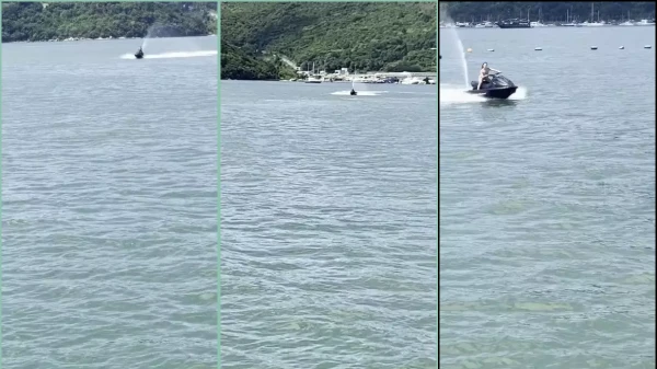 Giovana Greco se jogando na diversão com o jet ski!