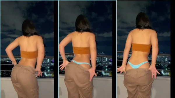 Cata Gonzalez arrasando no OnlyFans com um strip delícia na varanda do apê!