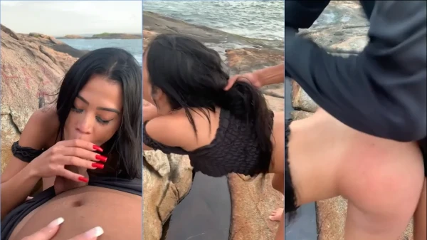 Alicya Ribeiro teve um momento caliente com um gato desconhecido na praia