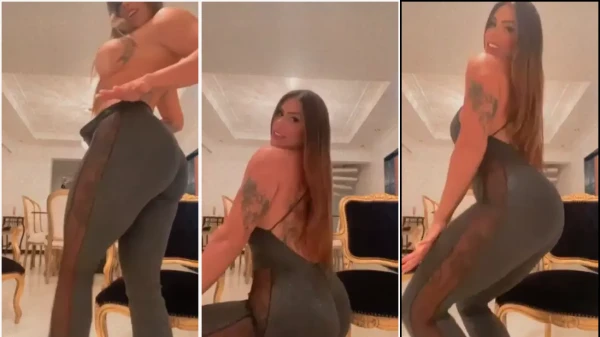 Anny Alves de corpo repleto de curvas, toda solta dançando com roupa de academia