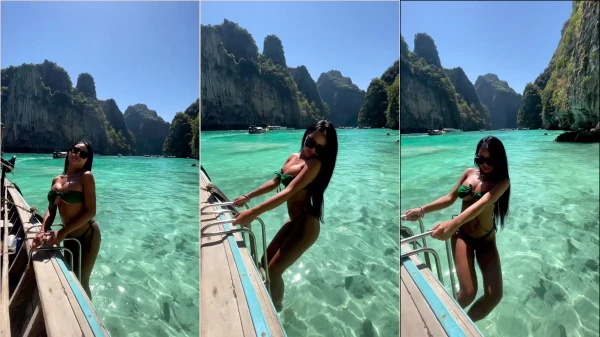 Phatchacrin no OnlyFans rebolando no barco de um jeito bem gostoso