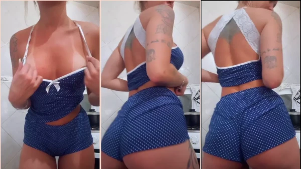 Babi Louback arrasando no vídeo picante na cozinha!