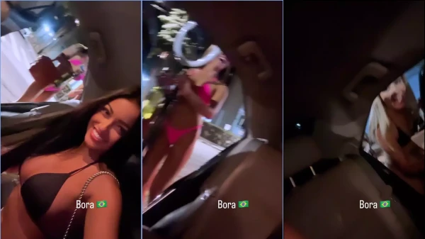Karlyane Menezes, uma brasileira ousada de biquíni, curtindo momentos com a amiga