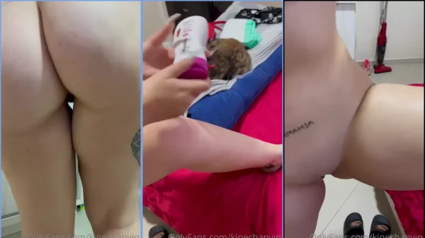 A famosa Kinechan toda nua se esborrifando de creme